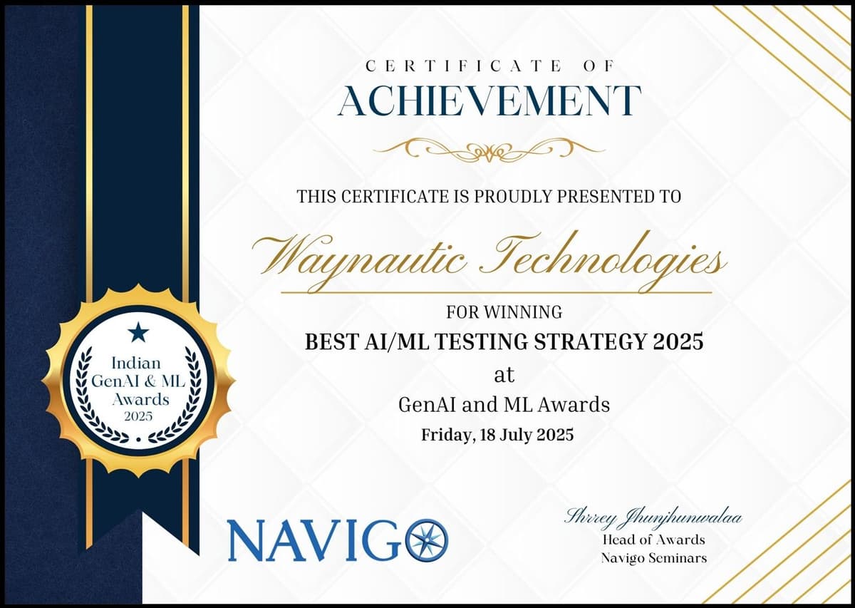 Winner of the Best AI/ML Testing Strategy 2025 at the GenAI and ML Awards